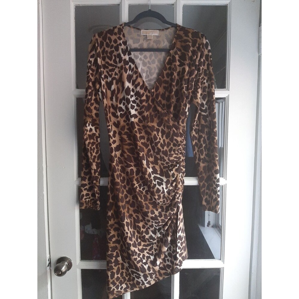 Michael Kors Cheetah Print Faux Wrap Dress